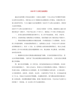 2020年个人转正总结报告