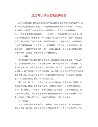 2020年大学生支教经历总结