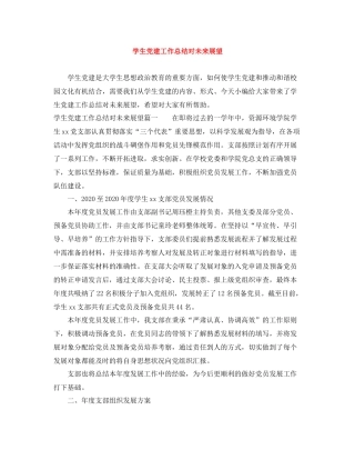 学生党建工作总结对未来展望