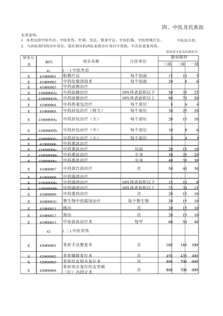 陕西医疗服务项目价格2011版