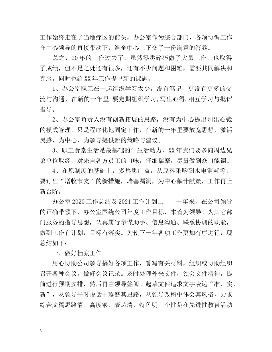 办公室2020工作总结及2021工作计划 _第3页