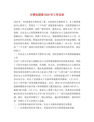 办事处团委2020年工作总结 