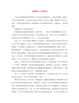 初级职称个人自我评价 