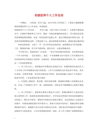 初级医师个人工作总结 