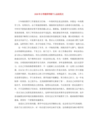 2020年小学教师学期个人总结范文