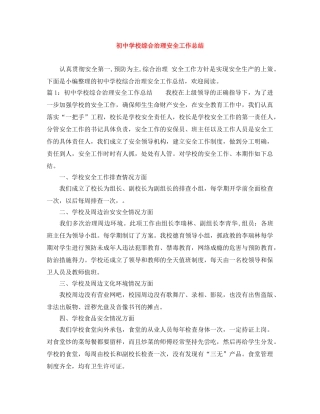 初校综合治理安全工作总结 