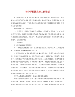 初校团支部工作计划 