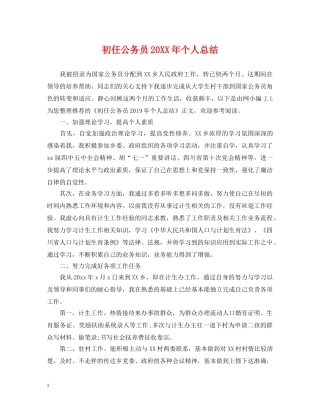 初任公务员20XX年个人总结 