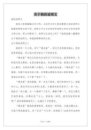 关于狗的说明文
