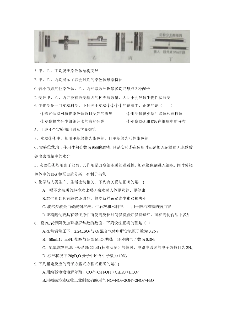 【全国百强校】河北省石家庄市第二中学2017届高三上学期第二期联考理综试题（word版）_第2页