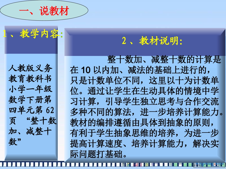 人教版一年级下册《整十数加、减整十数》说课课件_第3页