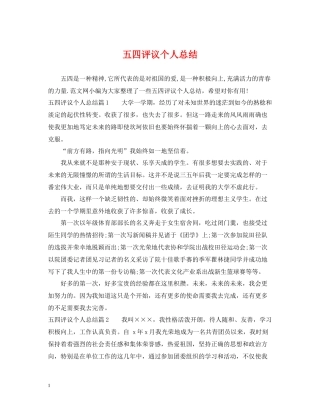 五四评议个人总结