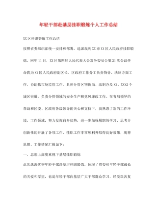 2020年轻干部赴基层挂职锻炼个人工作总结