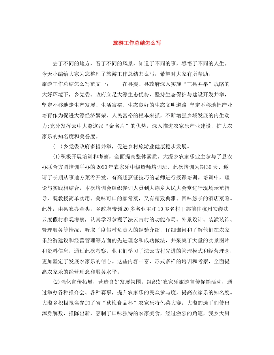 旅游工作总结怎么写_第1页