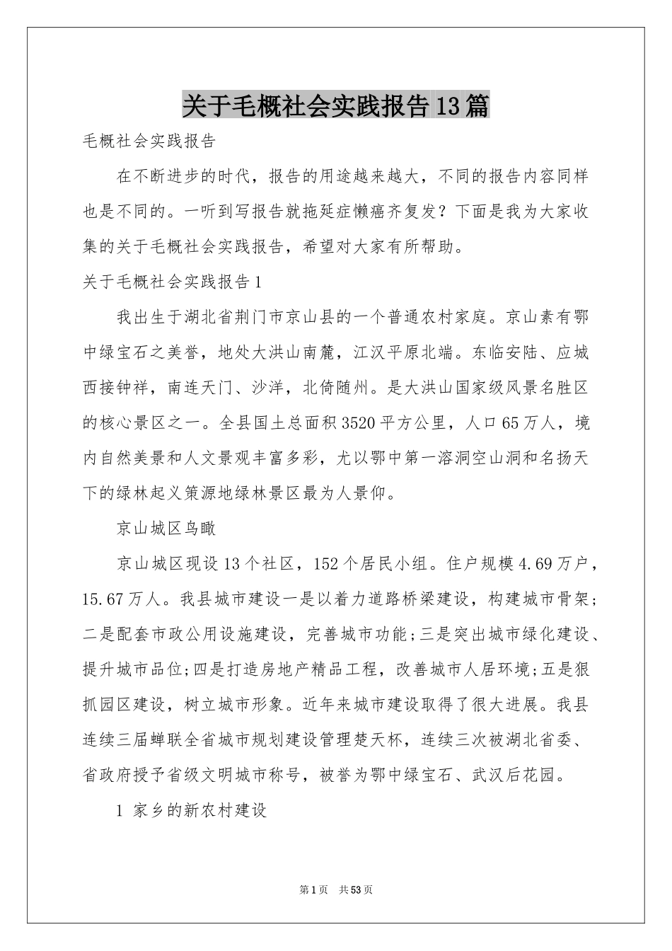 关于毛概社会实践报告13篇_第1页