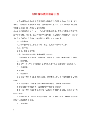 初中青年教师培养计划 