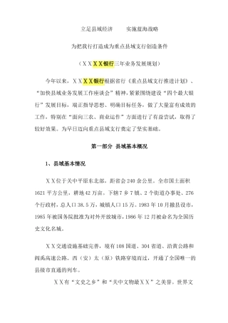 银行三年业务发展规划报告