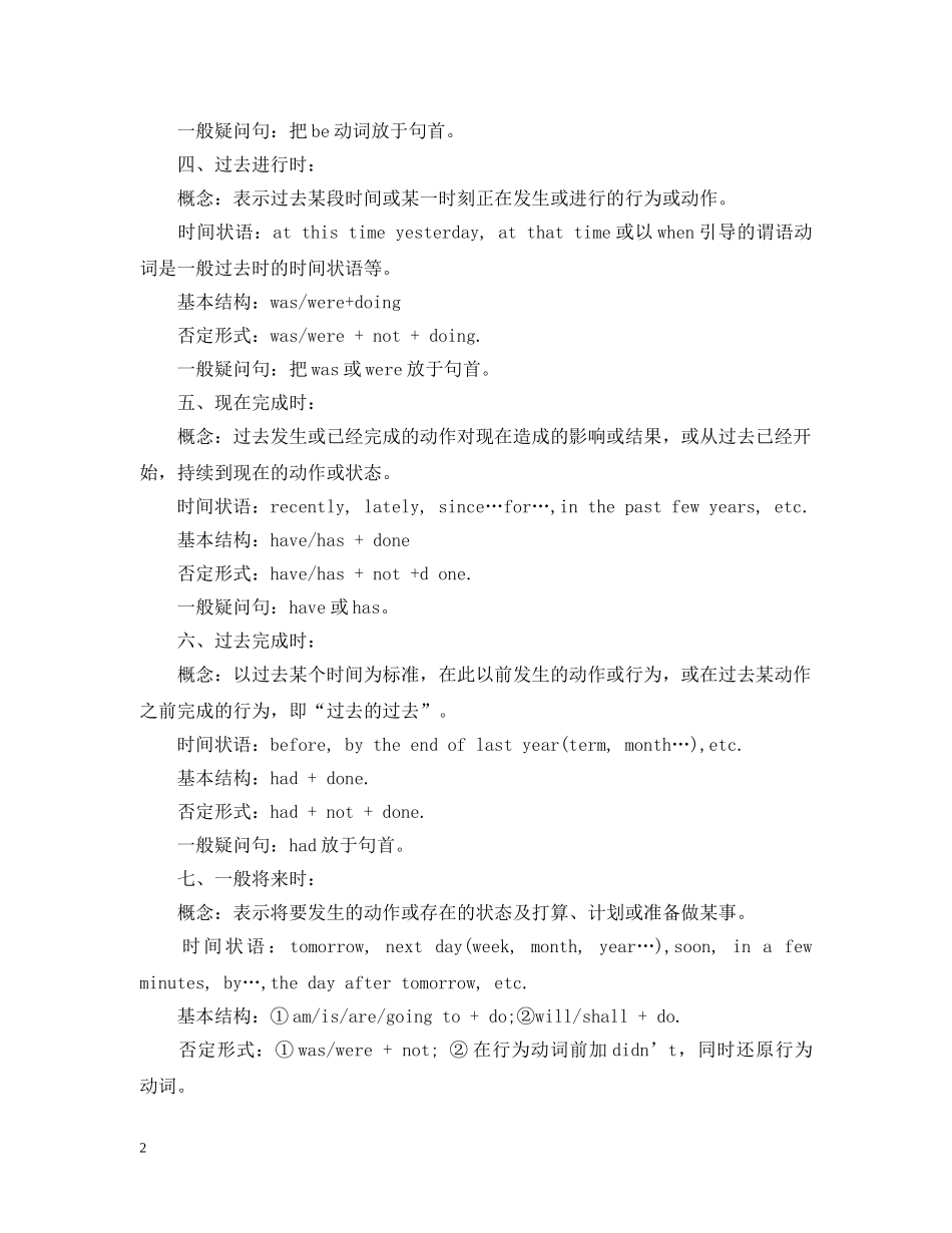 初中英语的八种时态总结 _第2页