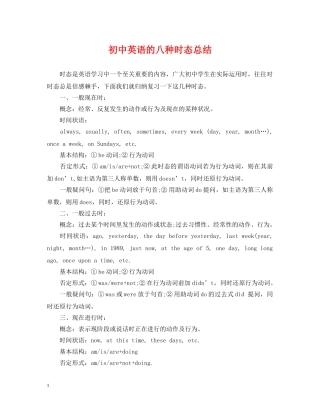 初中英语的八种时态总结 