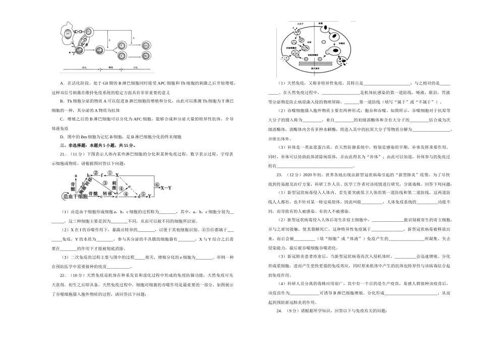2020-2021学年选择性必修1第四章免疫调节达标检测卷B卷_第3页