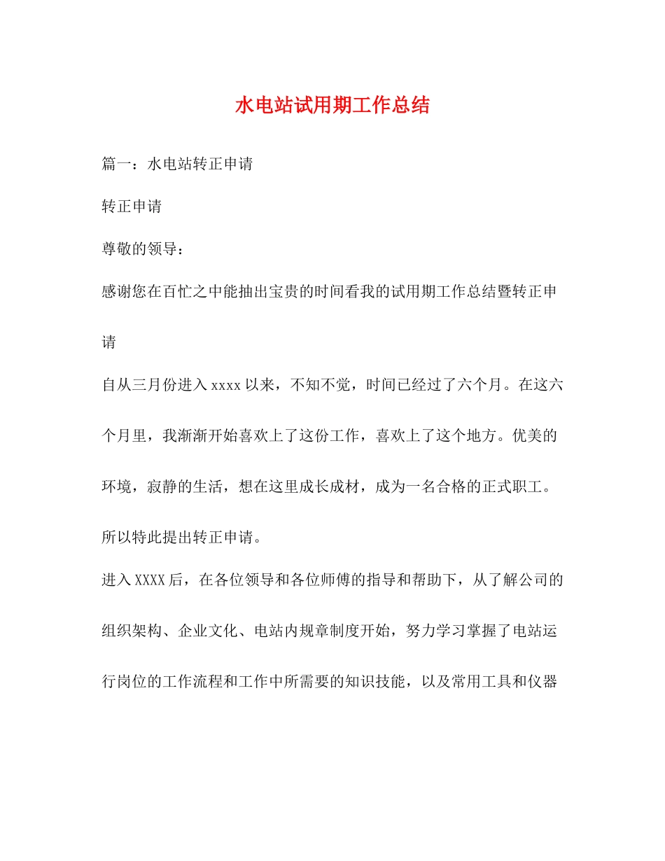 水电站试用期工作总结_第1页