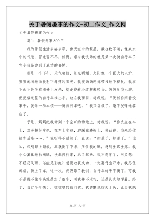 关于暑假趣事的作文-初二作文_作文网