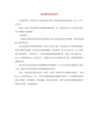 猎头顾问的自我评价