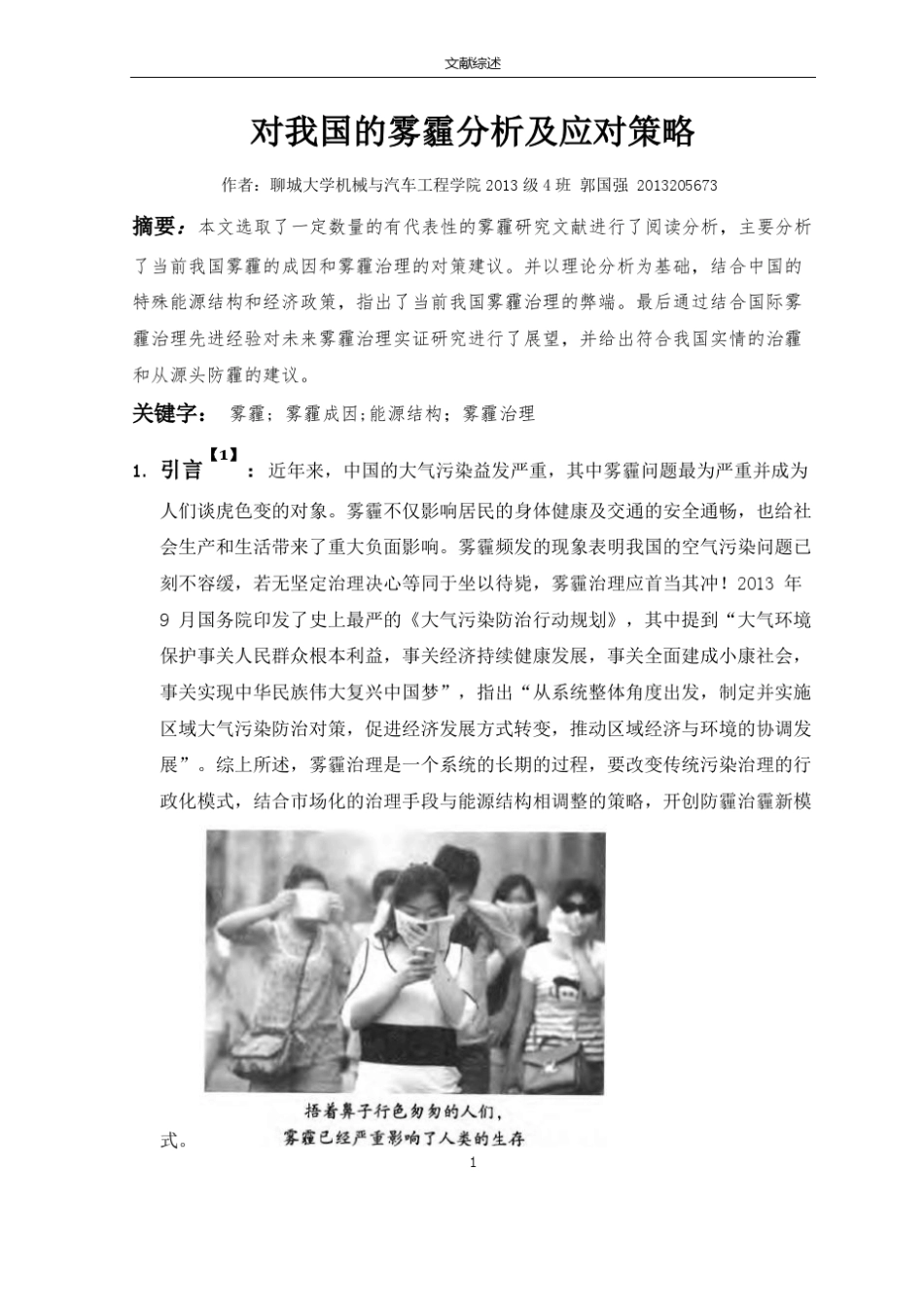 雾霾分析及其应对策略_第1页