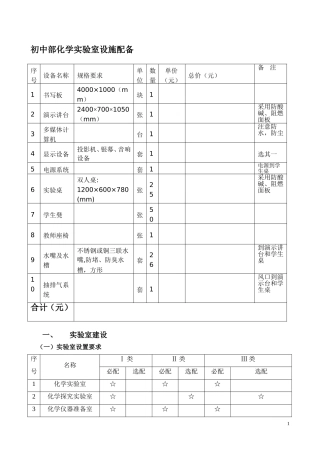 初中部化学实验室标准