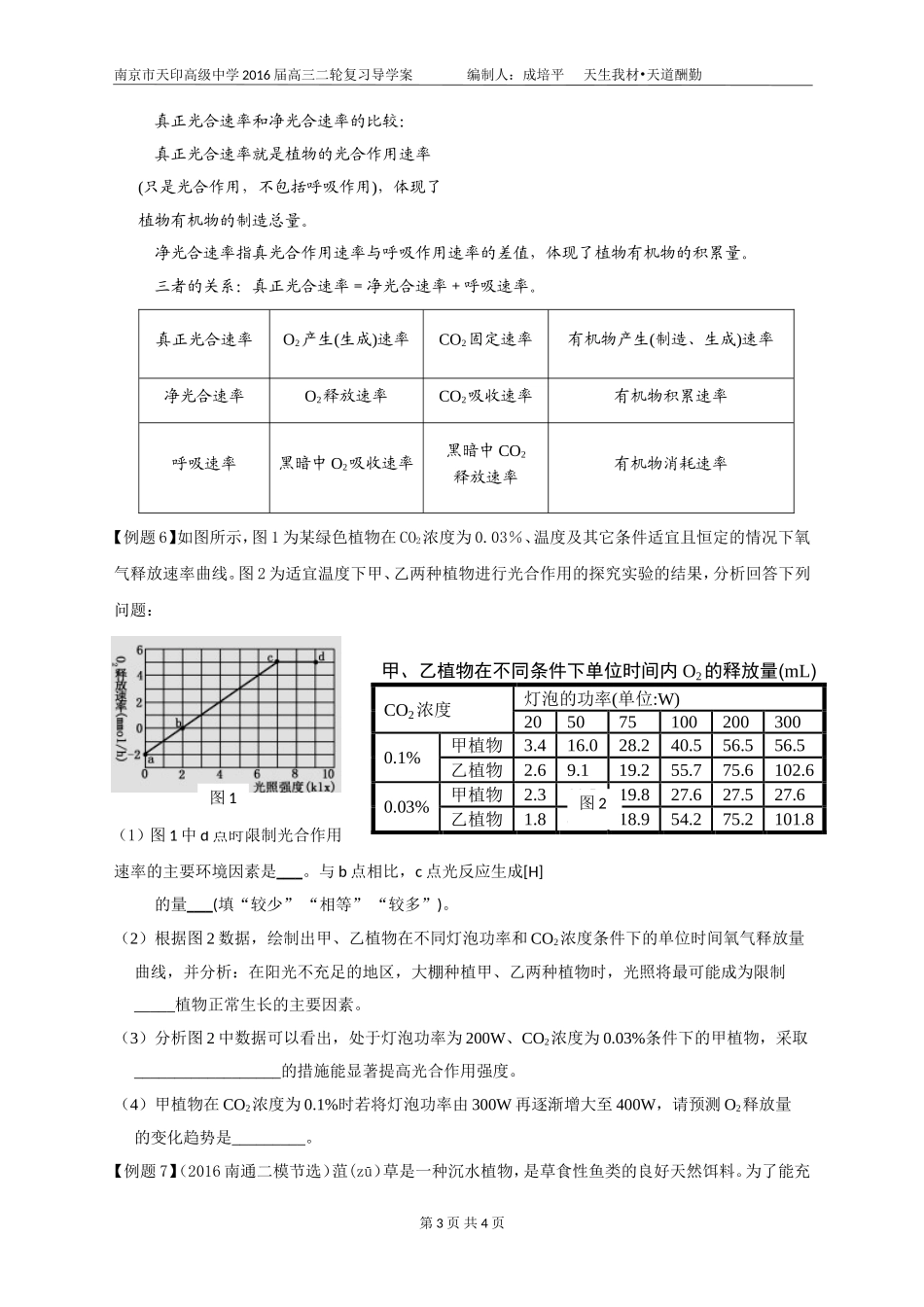 专题复习光合作用与细胞呼吸_第3页