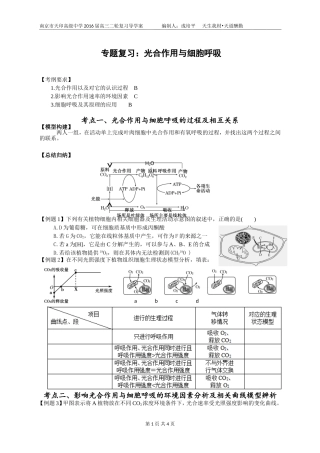 专题复习光合作用与细胞呼吸