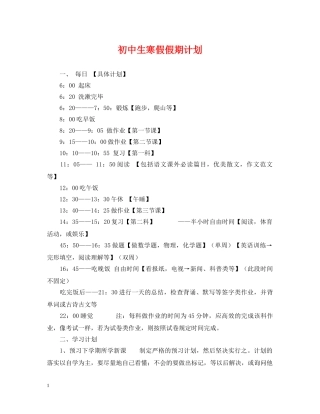 初中生寒假假期计划 