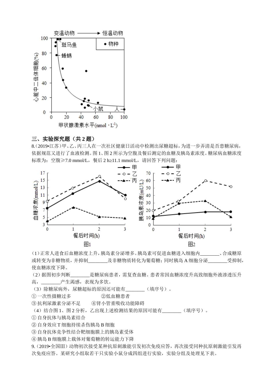 2019年高考生物真题分类汇编专题07：内环境与稳态_第3页