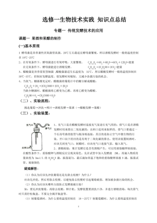 高中生物选修一生物技术实践知识点总结精华