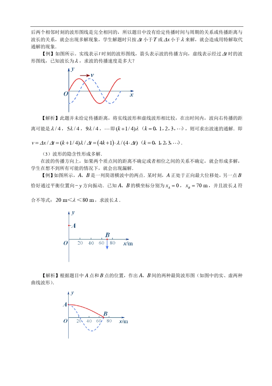 高中物理波的传播的多解性提纲、例题、练习、解析_第2页