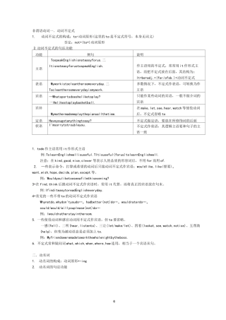 非谓语动词表格形式