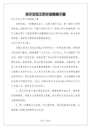 关于文化工作参考计划锦集十篇