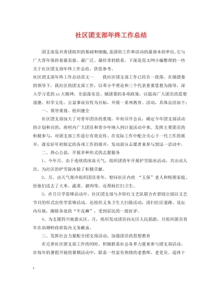社区团支部年终工作总结2