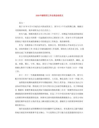 2020年新职员工作自我总结范文