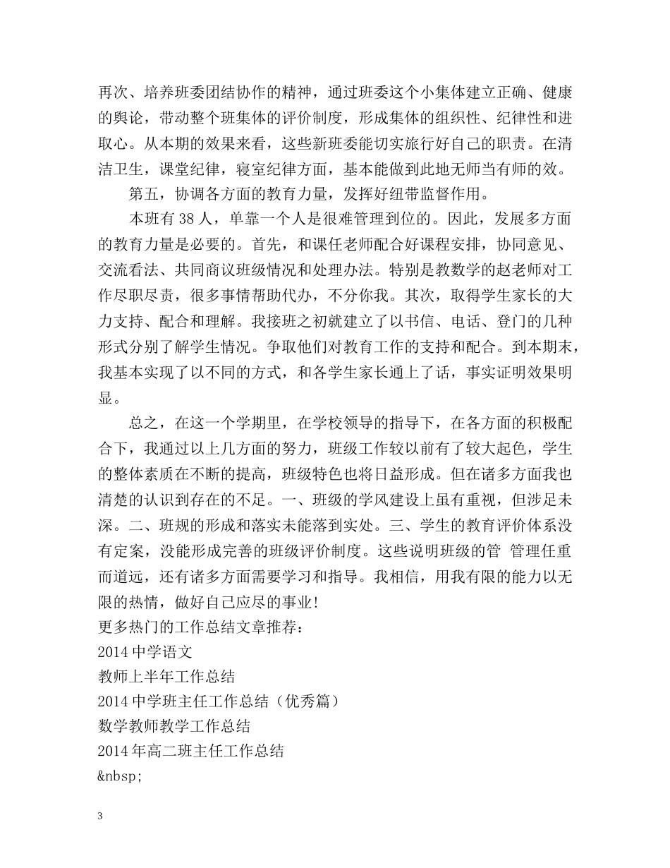 初中班主任年中工作总结 _第3页