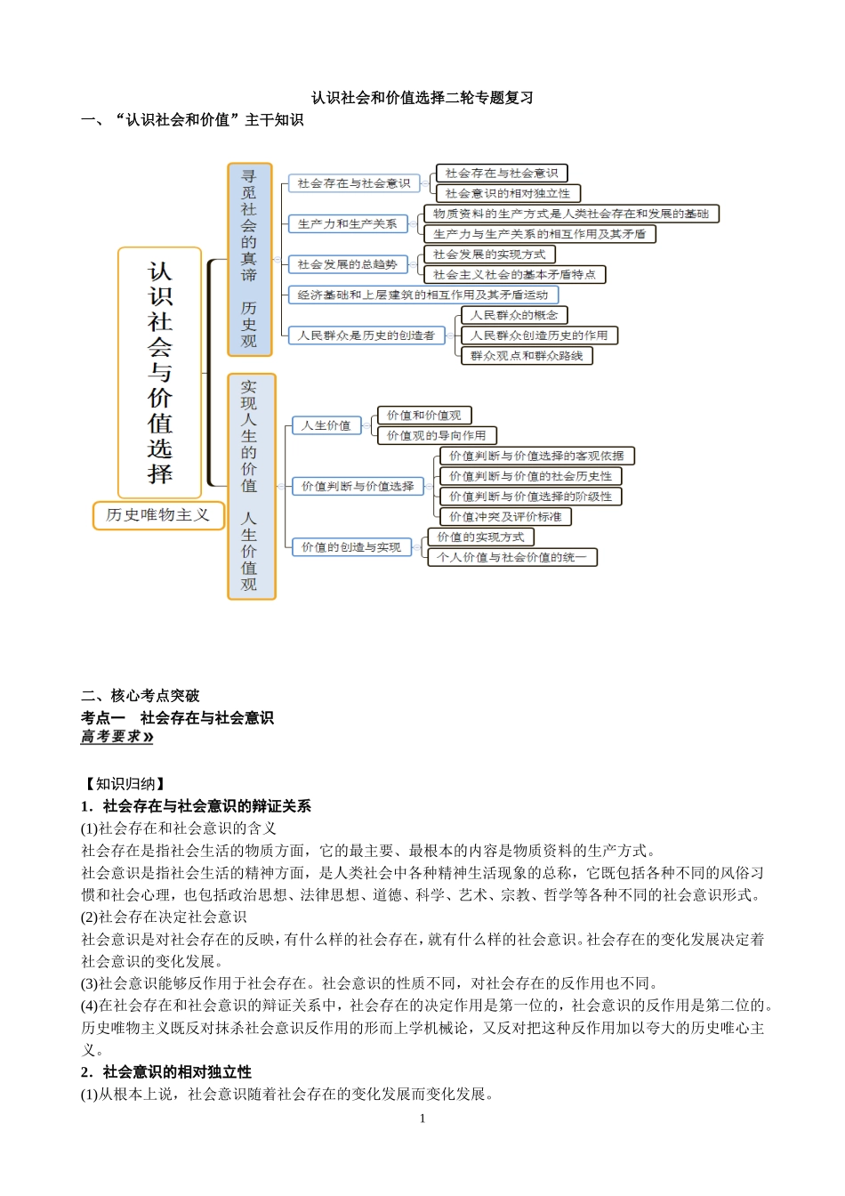 广东仲元中学2017届高三政治：专题十二认识社会和价值选择专题复习教案_第1页
