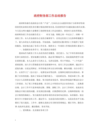 政府财务部工作总结报告