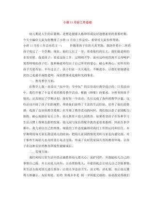 小班11月份工作总结