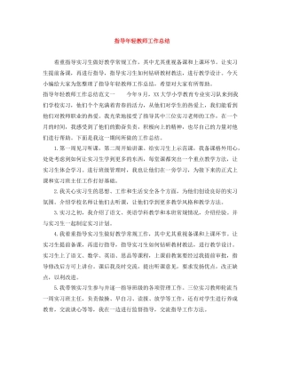 指导年轻教师工作总结