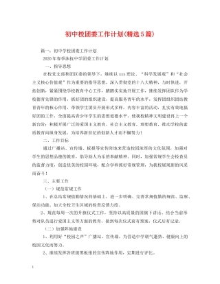 初中校团委工作计划(精选5篇) 