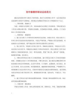 初中新教师培训总结范文 