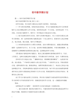 初中新学期计划 