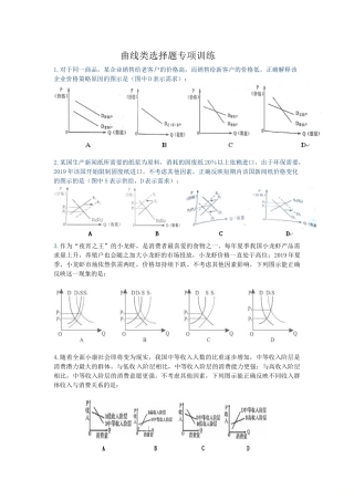 山东省昌乐博闻学校2020届高三一轮复习曲线类选择题专项训练