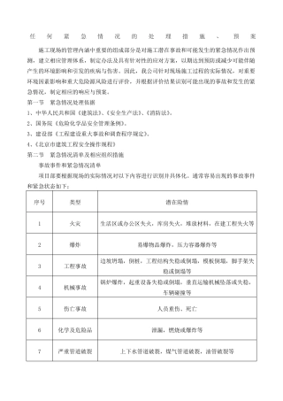 任何可能发生的紧急情况的处理措施应急预案以及风险控制