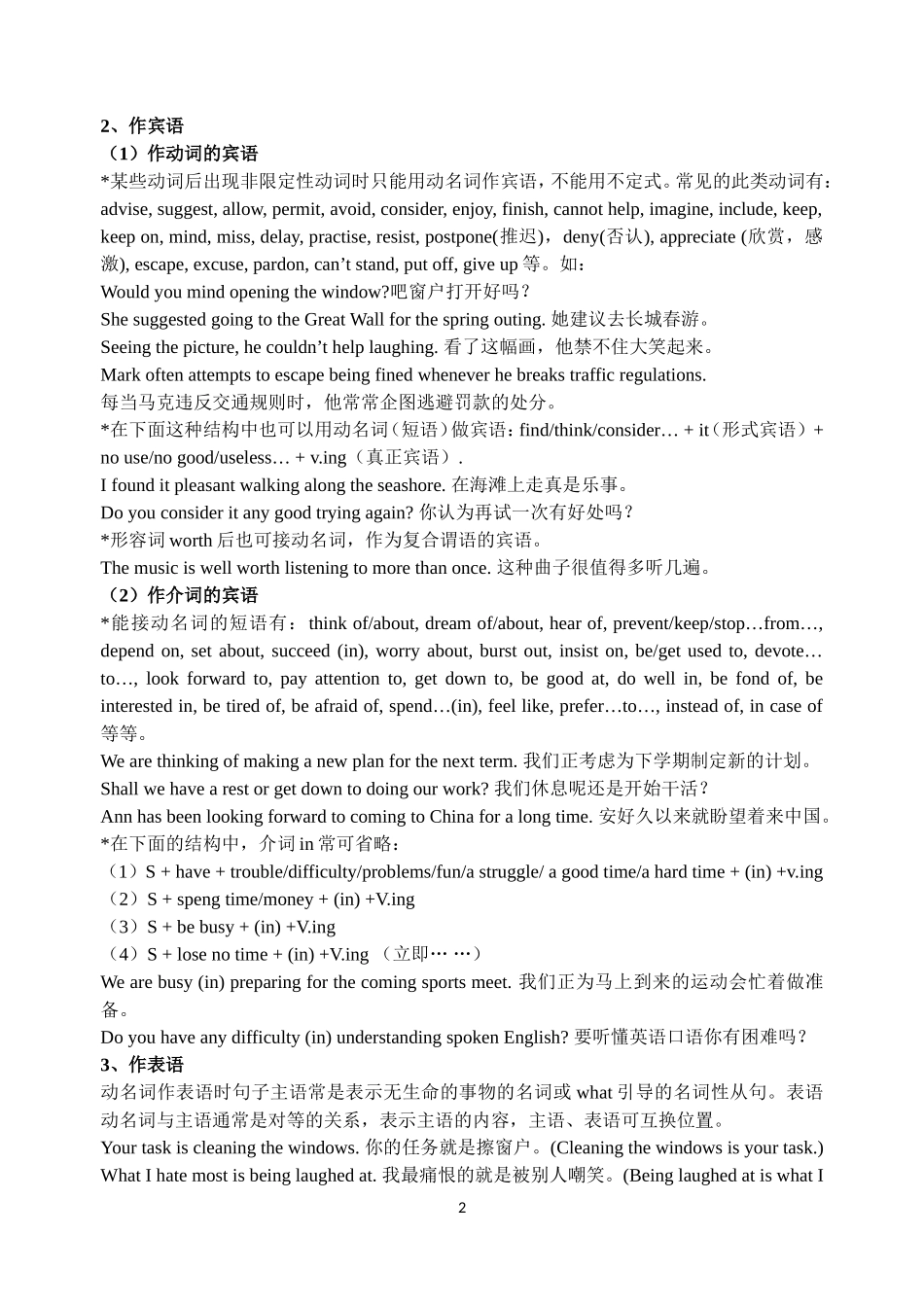 高中英语语法专题精讲精练-动名词_第2页